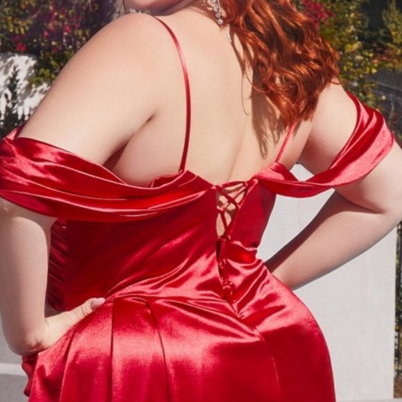 NEW LONG SHEATH OFF THE SHOULDER SLEEVELESS SOFT SATIN DRESS WITH STRAPS CD875C - Picture 3 of 5